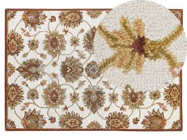 Wool Area Rug 140x200cm Beige and Brown