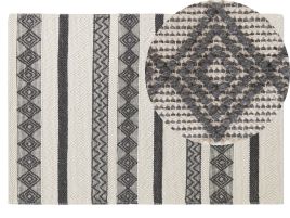 Wool Area Rug 140x200cm Beige and Grey