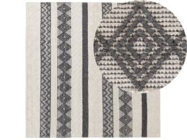 Wool Area Rug 200x200cm Beige and Grey