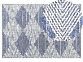 Wool Area Rug 140x200cm Light Beige and Blue
