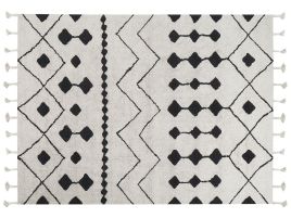 Cotton Area Rug 160x230cm Black and White