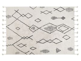 Cotton Area Rug 140x200cm Black and White