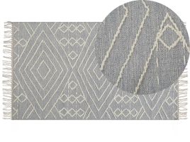 Cotton Area Rug 80x150cm Grey and White