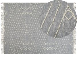 Cotton Area Rug 160x230cm Grey and White