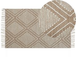 Cotton Area Rug 80x150cm Beige and White