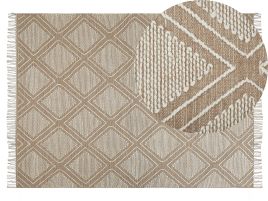 Cotton Area Rug 140x200cm Beige and White
