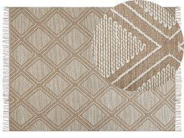Cotton Area Rug 160x230cm Beige and White