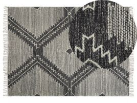 Cotton Area Rug 140x200cm Black and White