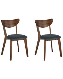 Set of 2 Dining Chairs Dark Wood with Grey ERIE