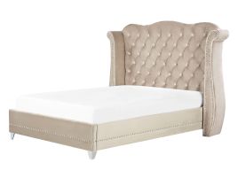 Velvet EU Double Size Bed Beige AYETTE
