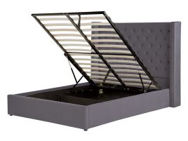 Velvet EU Double Size Ottoman Bed Grey LUBBON