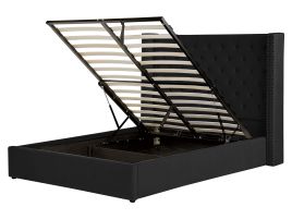 Velvet EU King Size Ottoman Bed Black LUBBON