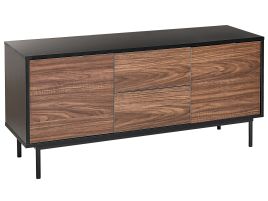 2 Door Sideboard Dark Wood with Black OKLAND