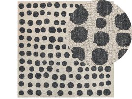 Wool Area Rug 200x200cm Beige and Black