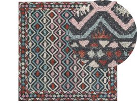Wool Area Rug 200x200cm Multicolour