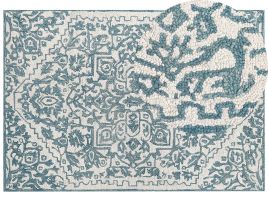 Wool Area Rug 160x230cm White and Blue