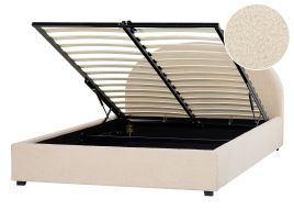 Boucle EU King Size Ottoman Bed Beige VAUCLUSE