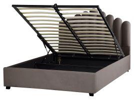 Velvet EU King Size Ottoman Bed Taupe VINCENNES