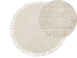 Round Cotton Area Rug 140cm Beige