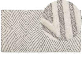 Wool Area Rug 80x150cm White and Grey