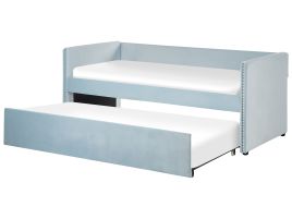 Velvet EU Single Trundle Bed Light Blue TROYES
