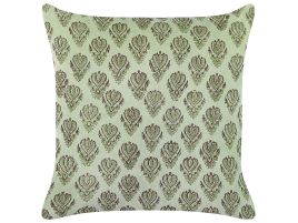 Velvet Cushion Floral Motif 45x45cm Green