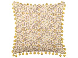 Cotton Cushion Floral Pattern 45x45cm Yellow