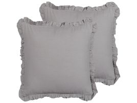 Set of 2 Linen Cushions 45x45cm Grey