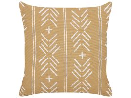 Cotton Cushion Geometric Pattern 45x45cm Beige and White