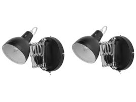 Set of 2 Wall Lamps Metal Black HARRINGTON