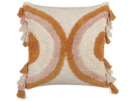 Tufted Cotton Cushion with Tassels 45x45cm Multicolour