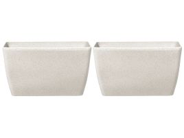 Set of 2 Flower Pot Stone Beige 74 x 32 x 45 cm BARIS