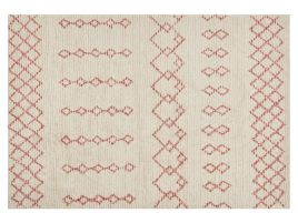 Cotton Area Rug 140x200cm Beige and Pink