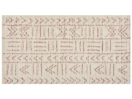 Cotton Area Rug 80x150cm Beige and Pink