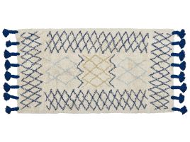 Cotton Area Rug 80x150cm Beige and Blue