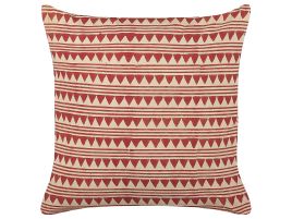Cotton Cushion Geometric Pattern 45x45cm Red and Beige