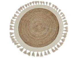 Round Jute Area Rug 120cm Beige