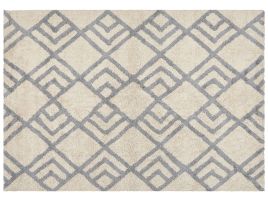Cotton Area Rug 160x230cm Beige and Grey