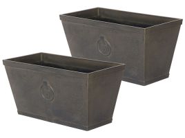 Set of 2 Plant Pots 60 x 30 x 30 cm Brown PORIA