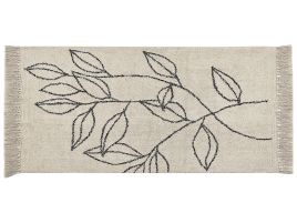 Cotton Area Rug 80x150cm Beige and Black