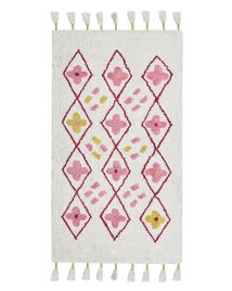 Cotton Kids Area Rug 80x150cm White and Pink