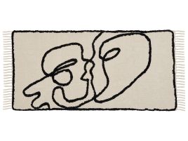 Cotton Area Rug 80x150cm Beige and Black