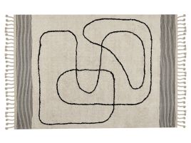 Cotton Area Rug 140x200cm Beige and Black