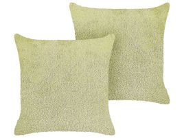 Set of 2 Faux Fur Cushions 45x45cm Green