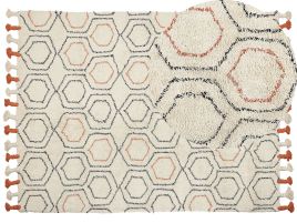 Cotton Area Rug 160x230cm Beige and Orange
