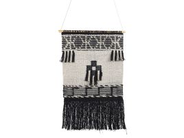 Cotton MacramÃ© Wall Hanging Beige and Black LARKANA