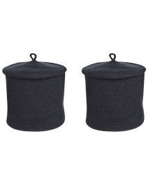 Set of 2 Cotton Baskets with Lids Black
