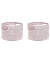 Set of 2 Cotton Baskets Pastel Pink