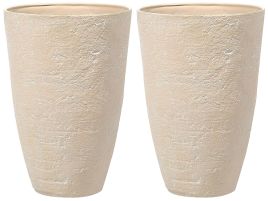 Set of 2 Plant Pots 51 x 51 x 71 cm Beige CAMIA
