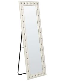 Faux Leather Standing Mirror 50x150cm White